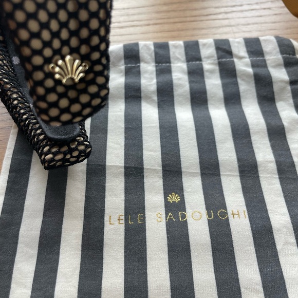 Lele Sadoughi Black and Gold Mesh Bow Headband - Picture 2 of 8